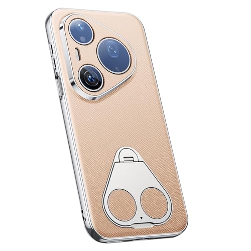 Étui Huawei Pura 90 Pro en cuir or : coque antichoc litchi pour le quotidien