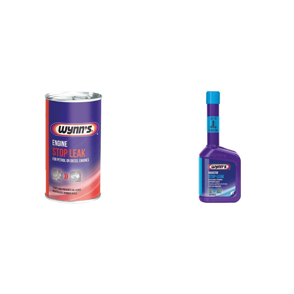 Wynn's Engine Oil Stop Leak Sealer Treatment Additive For All Engine Types 325ml & Car Radiator Stop Leak Sealant Antifreeze Coolant Repair Additive 325ml