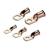 Conectores de alambre de cobre, conectores de engarzado, conector de Cable de Terminal de anillo de engarzado aislado rojo RV1.25-5 5 unids/pack Terminal de anillo (Color : 8 Awg, Size : M10-5PCS)