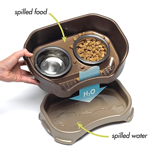 Neater Pet Brands Neater Feeder Deluxe Mess Proof Cat Bowls Elevated, Made in USA, No Spill Raised Bowls for Indoor Cats, Stainless Steel Food and Water Bowl Set, Pet Dish Feeding Station, Bronze by Neater Pet Brands - Image 3