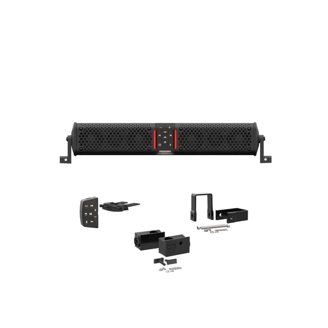 wet sounds STEALTH-XT-6-B Stealth XT 6 Speaker All-in-One Amplified Bluetooth Soundbar with Remote – Black with Slider Brackets and 1.25