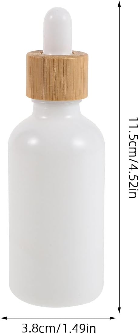 4pcs Glass Essential Oil Bottles with Dropper - Leakproof Sample Vials and Bamboo Cap - Small Refillable Containers for Travel and Home Use 50 Ml