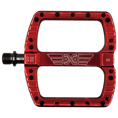 Mountain Bike Pedals Downhill Gravity MTB Pedal CNC Machine Aluminum Lightweight Ball Bearings Non-Slip (Red)