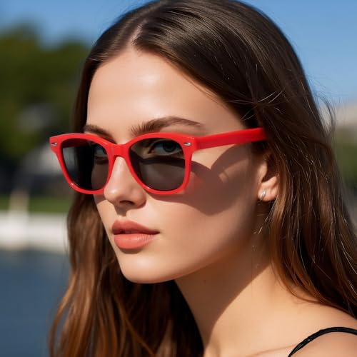 Image of Rivet Accent Round Sunglasses, Lightweight PC & Stainless Steel Frame, Sun Protection, Unisex Fashion Eyewear
