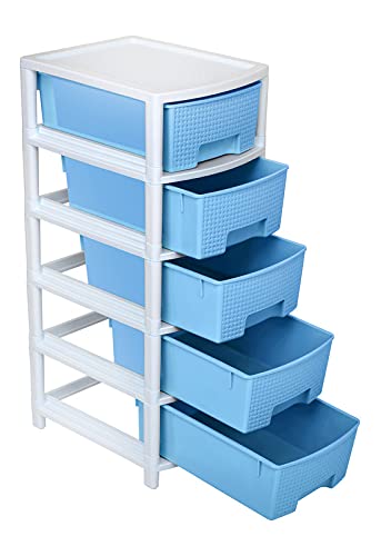 Image of Regalo 5-Drawer Storage Organizer Unit for Closet, Pastel Blue