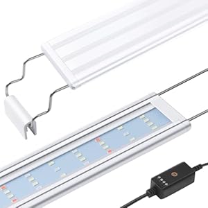 HITOP Full Spectrum LED Aquarium Light – 12” 16” Classic Fish Tank Light with RGB LEDs, with Timer and Stable Extendable Brackets