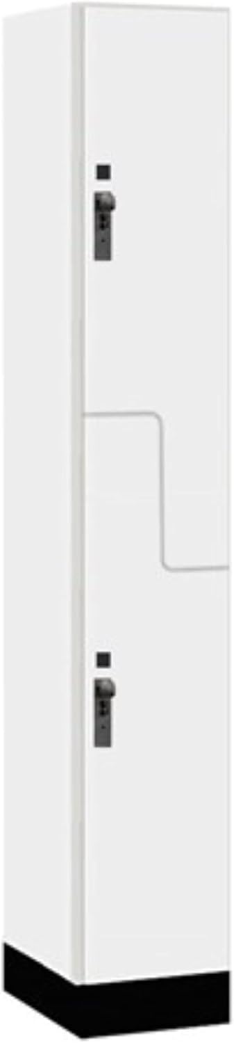 Salsbury Industries 12" Wide Premier Wood Locker-Double Tier 'S' Style-1 Wide-6 Feet High-21 Deep-Arctic White-Black Hasps