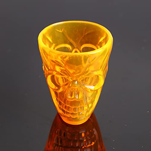 jojofuny Conjunto de 8 canecas de cerveja de rosto de caveira laranja, estampa de caveira, copo de v