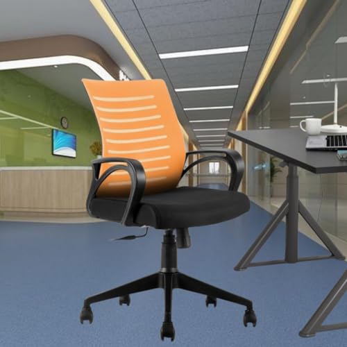 Image of Ngfc Office Chair for Home with Back Support Arm Rest 360 Degree Rotating Office Chair with Tilt Lock Mechanism High Comfort Seating Ergonomic Chair for Home & Office (Orange)