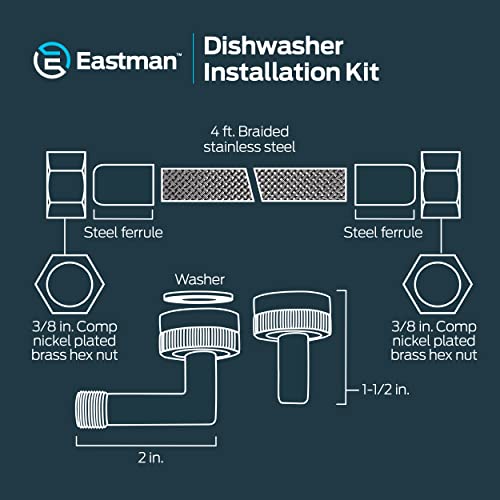 Eastman 41037 Stainless Steel Dishwasher Connector 3/8" Comp, 4 Ft Length, Silver #TOP5