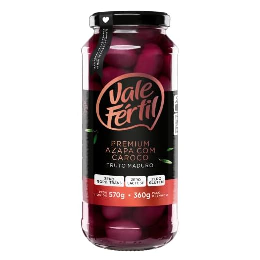 Azeitona Preta em Conserva Azapa com Caroço Vale Fértil Premium Vidro 360g, Pequeno