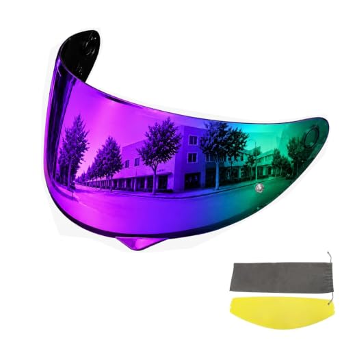Image of PSLER Shatterproof Motorcycle Helmet Visor for HJ-34P C10,(Film&Purple) | Impact-Resistant,UV400 Protection, Motorcycle Tinted Face Shield for HJ-34P C10,Visor Replacement