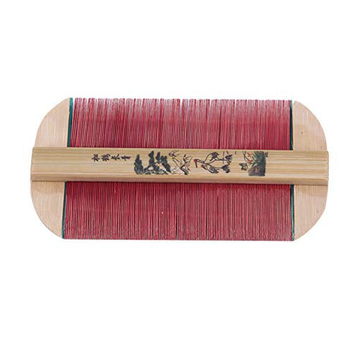 LALANG Natural Bamboo Wooden Narrow Lice Comb Retro Dense Double-sided Pocket Comb Hair Tool for Men or Pet,red