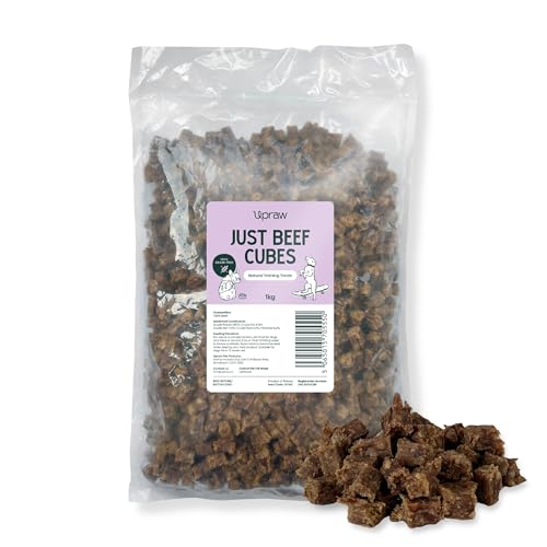 UPRAW Natural Dog Training Treats in bulk 1kg 100% Pure Meat Training Cubes - Natural Hypoallergenic - Grain Free - No additives or Preservatives. (1kg Beef)