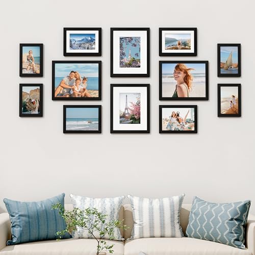 Image of Vittanly 12 Pack Picture Frames Collage Wall Decor for Mounting or Tabletop Display, Gallery Wall Frame Set for Family, Multi Sizes Including 4pcs 8x10, 4pcs 5x7, 4pcs 4x6, Black