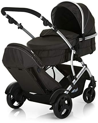 Hauck Tandem Double Buggy Duett 2, Double Stroller with Reversible Main Seat Convertible to Carrycot, Height Adjustable Handlebar, Sun Hood, Rain Cover, Foldable, Up to 36 kg, Black Forest (Pack of 1)