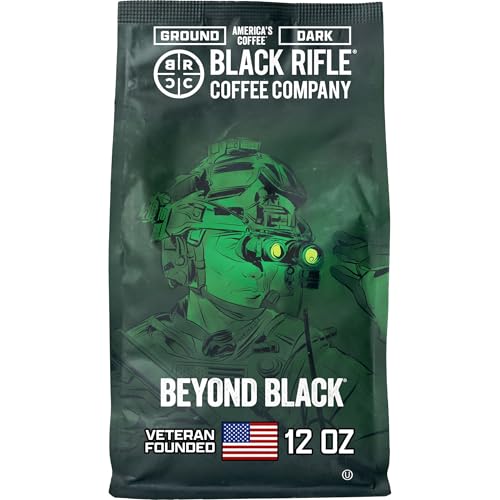 Black Rifle Coffee Company Beyond Black, 12oz Bag, Ground Coffee Dark Roast - Roasted Blend Made from Arabica Beans - Colombian & Brazilian Beans - Veteran Founded & American Made
