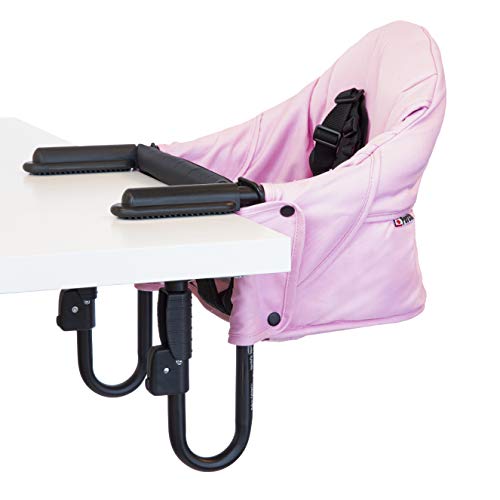 Image of guzzie+Guss Perch Clip On Table Chair - Easy and Secure Setup for Travel (Including Restaurants, Picnics), at Home (Kitchen Islands, Dining Tables) with Machine Washable Fabric, Cotton Candy