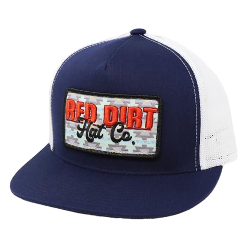 Image of Red Dirt Hat Company Aztec Print Adjustable Snapback Hat (US, Alpha, One Size, Faded Denim - Navy /White)