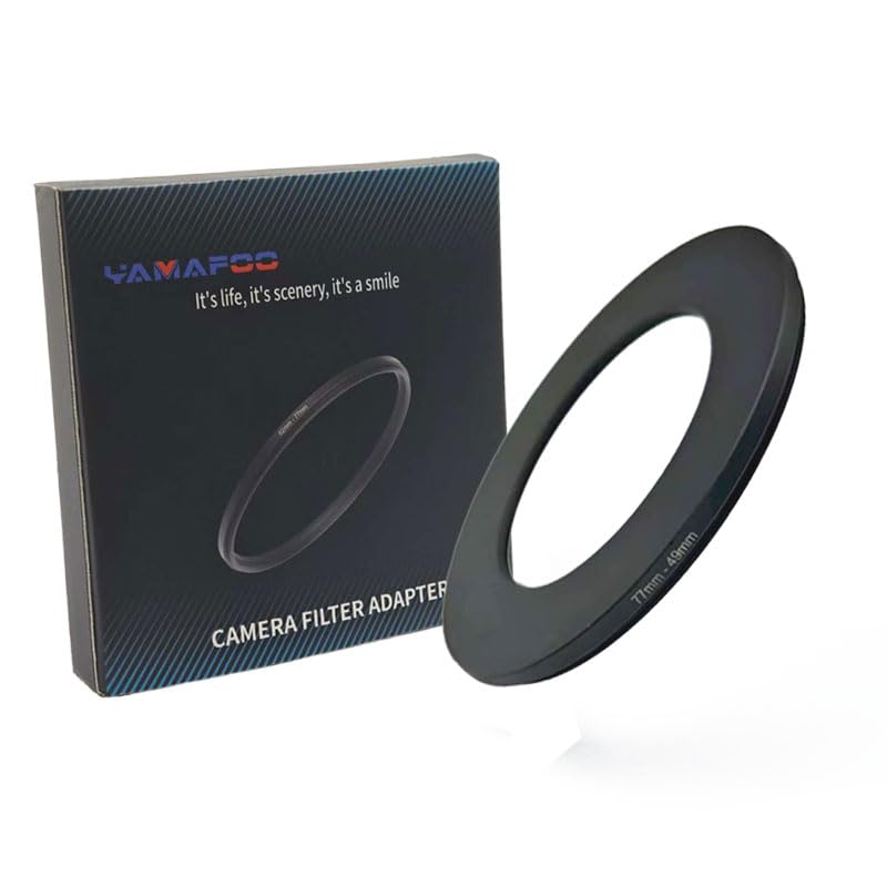 YAMAFOO 77mm to 49mm Step-Up Ring/Step Down Rings Filter Adapter for All Brands UV ND CPL Metal Ring Step-Up Rings Adapter Filter,Black (77-49)
