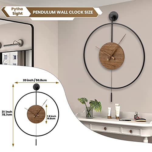 Image of Large Modern Wall Clock,Wall Clocks for Living Room Decor,Classical Silent Metal Minimalist Walnut Dial,Big Decorative Farmhouse Pendulum Wall Clock With Walnut Pointers for Office,Dining Room