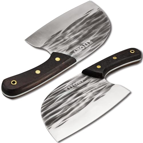 Kitory Serbian Chef's Knife Forged Vegetable Meat Cleaver Handmade Butcher Knife, Full-Tang Structure Chopper Wengewood Handle Chinese Chef's Knife, for Cutting Meat Vegetable, Fruit with Gift Box — view 3