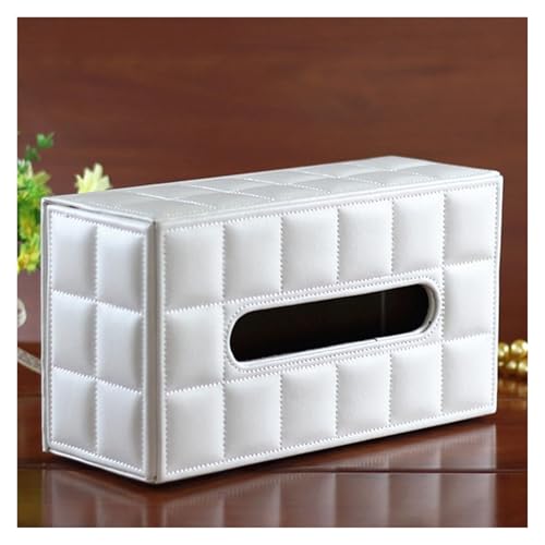Boîte à mouchoirs en PU blanche distributeur rectangulaire pour décoration - 7