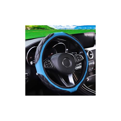 Couslcd 15 Inch Car Leather Steering Wheel Cover, Automotive Accessories Elastic Breathable Anti-Slip Soft Wheel Protector Fits Men and Women, Suitable for SUVs, Trucks, Vehicles and RVs (Blue)