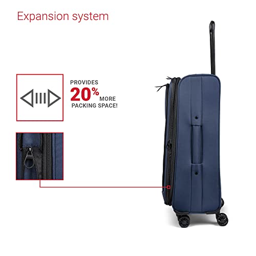 Bugatti Reborn Collection 28 Inch Spinner Luggage for Airplanes, Large Expandable Suitcase with 360-Degree Spinner Wheels, Retractable Handle, Navy4