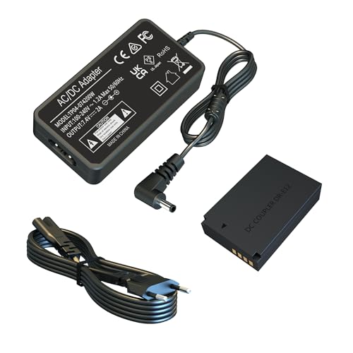 DR-E12 Dummy batteria AC/DC ACK-E12 - Kit adattatore DR-E12, batteria di ricambio LP-E12, adatto per Canon EOS M50 Mark II, Canon EOS M200, Canon EOS M10, Canon EOS M2 M, Kiss M M2