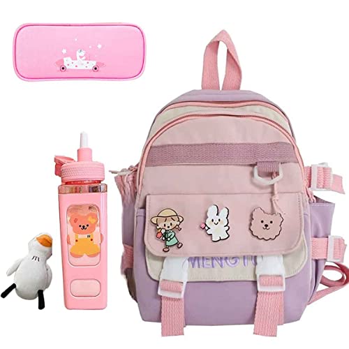 Mini mochila Kawaii con alfileres mochilas estéticas con accesorios linda pequeña mochila Kawaii para niñas escuela, Rosa/Rebel Fun.,