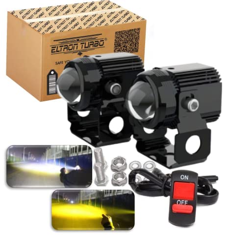 ELTRON TURBO Elt9 1 Month Warranty Original Dc Power Mini Driving Fog Light Universal For All Motorcycle,Bikes,Cars,Projector Light 2 Color White&Yellow Spot Beam(Pack Of 2,Switch,9-24V Dc)LED For Rs. 920 @ 77 %