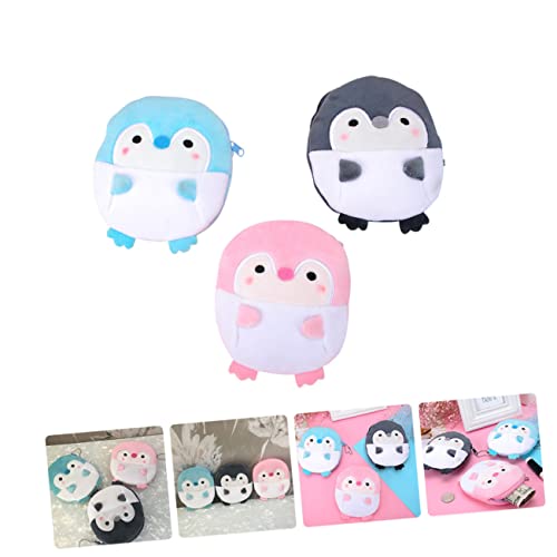 FRCOLOR 3pcs Cute Plush Penguin Purse Lightweight Cartoon Change Pouch for Keys Earphones Lipstick and Cards Adorable Bag for Girls for Travel and Daily Use3