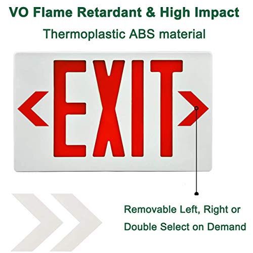 Ostek Red Led Exit Emergency Sign Light - Standard - Battery Backup, Dual Led Lamp Abs Fire Resistance Ul-Listed 120-277V (Red Exit Sign) #TOP3