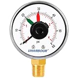 Uharbour Pool Pressure Gauge with Two Setable Needles for Select Filters, 1/4' NPT Rear Amount 2' Dial Pool Pump Pressure Gauge 0-60psi/4bar.