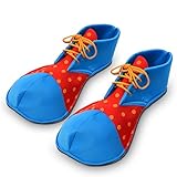 enadoi Unisex Clown Shoes Costume Accessory For Halloween Christmas Parade Carnival Disco Theme Circus Costume Cosplay Outfit (Blue And Red, Large Adult)