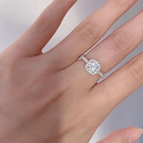 LUSHE Moissanite Engagement Ring 1-2CT D Color VVS1 Clarity 925 Sterling Silver with 18K White Gold Plated Solitaire Moissanite Wedding Promise Rings for Women2