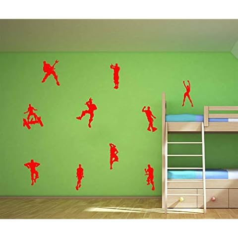 LHKSER Game Wall Decal Wall Sticker Poster Floss Dancing Decal Nursery Boys Room Wall Vinyl Decal Game Stickers (Red) Cover