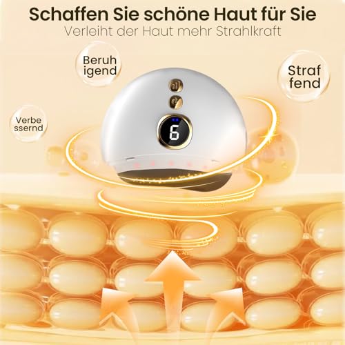 Ems Gua Sha, Gua Sha Elektrisch 4-In-1-Gesichtsschaber Rotlicht-Bianstone-SchabegeräT 9-Stufig Einstellbare Vibration und WäRme – Facelift-GeräT füR Anti-Aging, Anti-Falten und öDementfernung