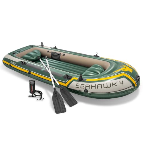 Intex 68351NP Seahawk - Juego de barco inflable para 4 personas con remos de aluminio y bomba de aire de alto rendimiento (último modelo)