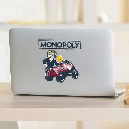 CafePress Mr. Monopoly Race Car Medium Die Cut Sticker, 5.75" x 5.75" Clear