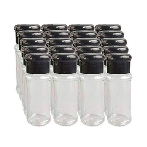 Cuasting Lot de 20 salières et poivrières pour épices 100 ml Noir Pot à poivre Bouteille Barbecue Condiment Cuisine Gadget Outil