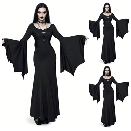 OIOLOYJM Morticia Addams Costume Women Renaissance Medieval Sexy Witch Vampire Gothic Halloween Costumes Woman 2025 Dresses