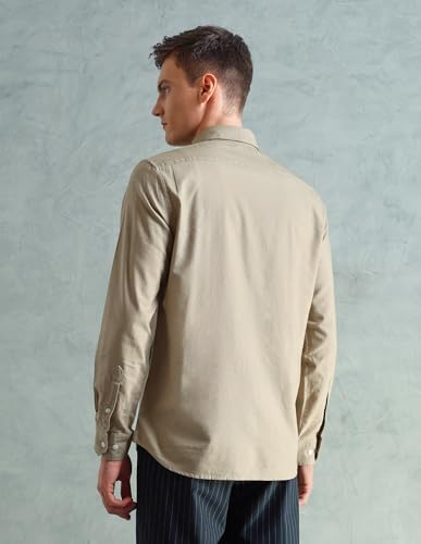 Image of Arrow Sport Solid Slim Fit Cotton Shirt for Men - Full Sleeve Mens Casual Shirts