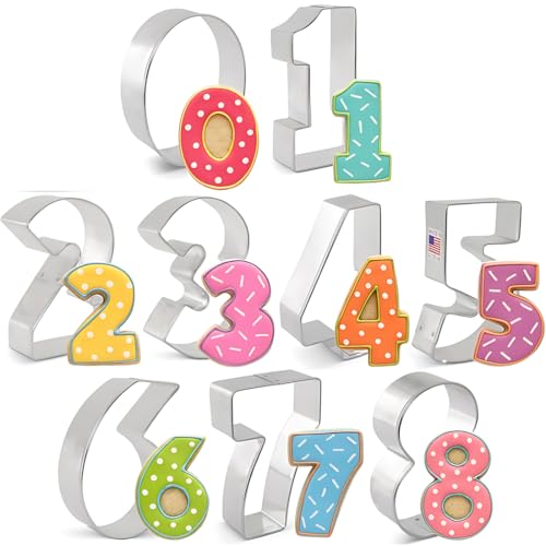 AOEVUIR 9 Pcs Number Cookie Cutter Set 0-8 Cookie Cutter Set For Cookies Baking Cake Decorating...