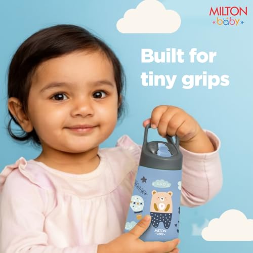 Image of Milton Baby Spout Sipper,No-Spill Design,BPA-Free,Food-Grade Material,Microwave-Sterilizer Safe,Easy-Grip,Smooth Open-Close Action,Lightweight,Ideal Sipper Water Bottle for Kids 12+Month, 420 ml,Blue