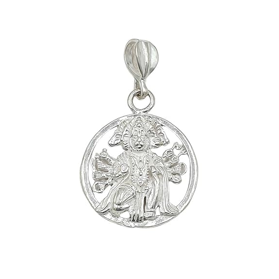 sahiba gems 925 Silver/Chandi Lord Bajrang Bali Panchmukhi Hanuman Ji Pendant For Men/Boys (4.00 Grams)-picture-31