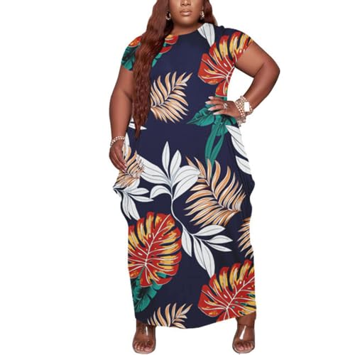 Image of YeGine Oversize Tshirt Dress Plus Size Short Sleeve Maxi Dress with Pockets