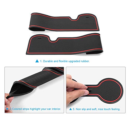Image of CDEFG Custom Fit Cup, Door and Center Console Liner Accessories for 2021 2022 2023 Trailblazer, Car Slot Mats Cup Holder Inserts Coaster Pad Anti Slip, 19PCS (Red Colored Trim)