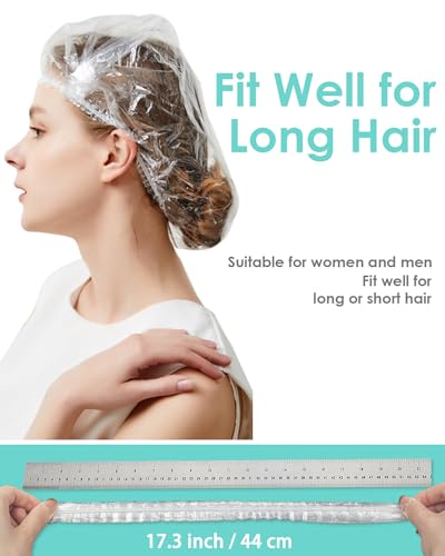 Auban 30PCS Disposable Shower Caps, Plastic Clear Hair Cap Large Thick Waterproof Bath Caps for Women, Hotel Travel Essentials Accessories Deep Conditioning Hair Care Cleaning Supplies(17.3")